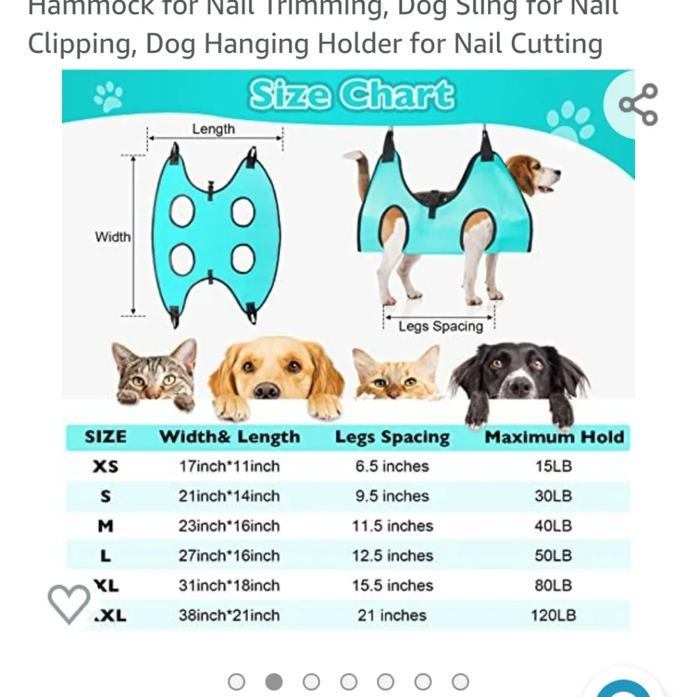 Dog nail grooming hammock, size Large, blue, New in package